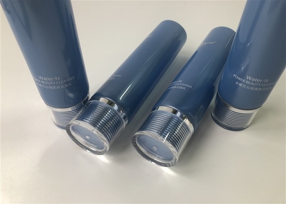 Metalic blue shiny pearl Plastic cream 5 layer MDPE tube 100ml blue inner Acrylic cap