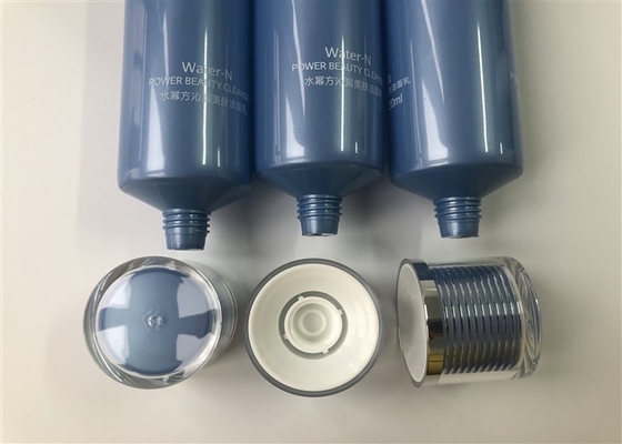 Metalic blue shiny pearl Plastic cream 5 layer MDPE tube 100ml blue inner Acrylic cap