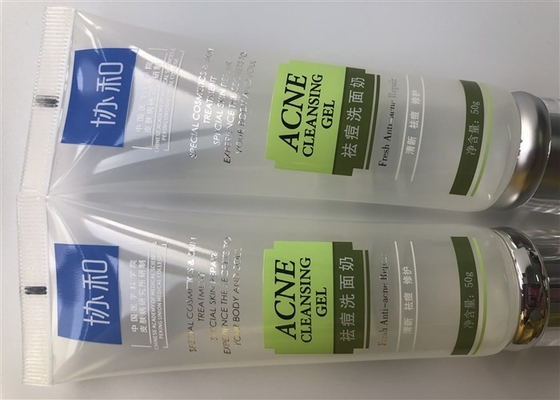 Diameter 30mm ACNE facial cleanser plastic lotion tube 5 color screen printing and hot-stamping silver acrylica cap 50mg