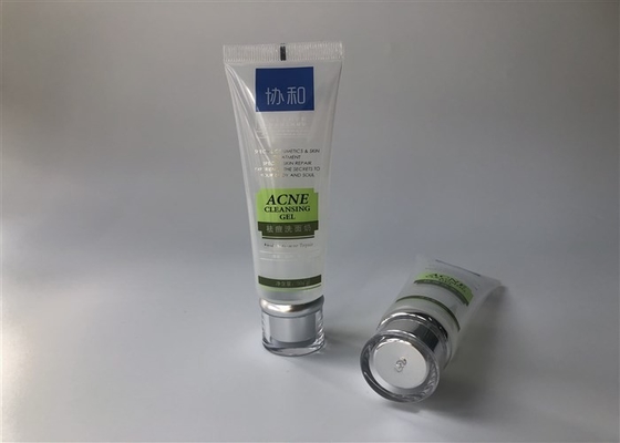 Diameter 30mm ACNE facial cleanser plastic lotion tube 5 color screen printing and hot-stamping silver acrylica cap 50mg