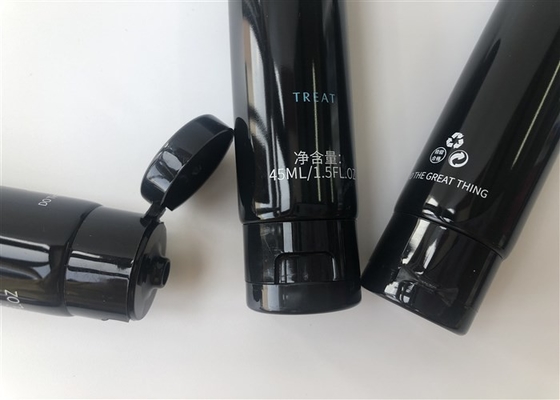 Black Tube Packaging Glossy MDPE 2 Color Silk Screen Printing 45ml ISO9001 Certification