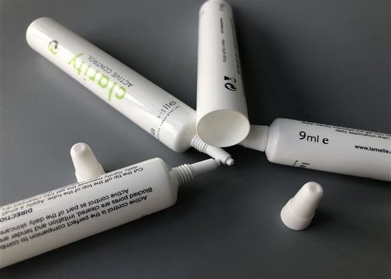 9ml Mini Plastic Cream Tube White 5 Layer  Needle Nose With Long Nose Cap Offset Pritning